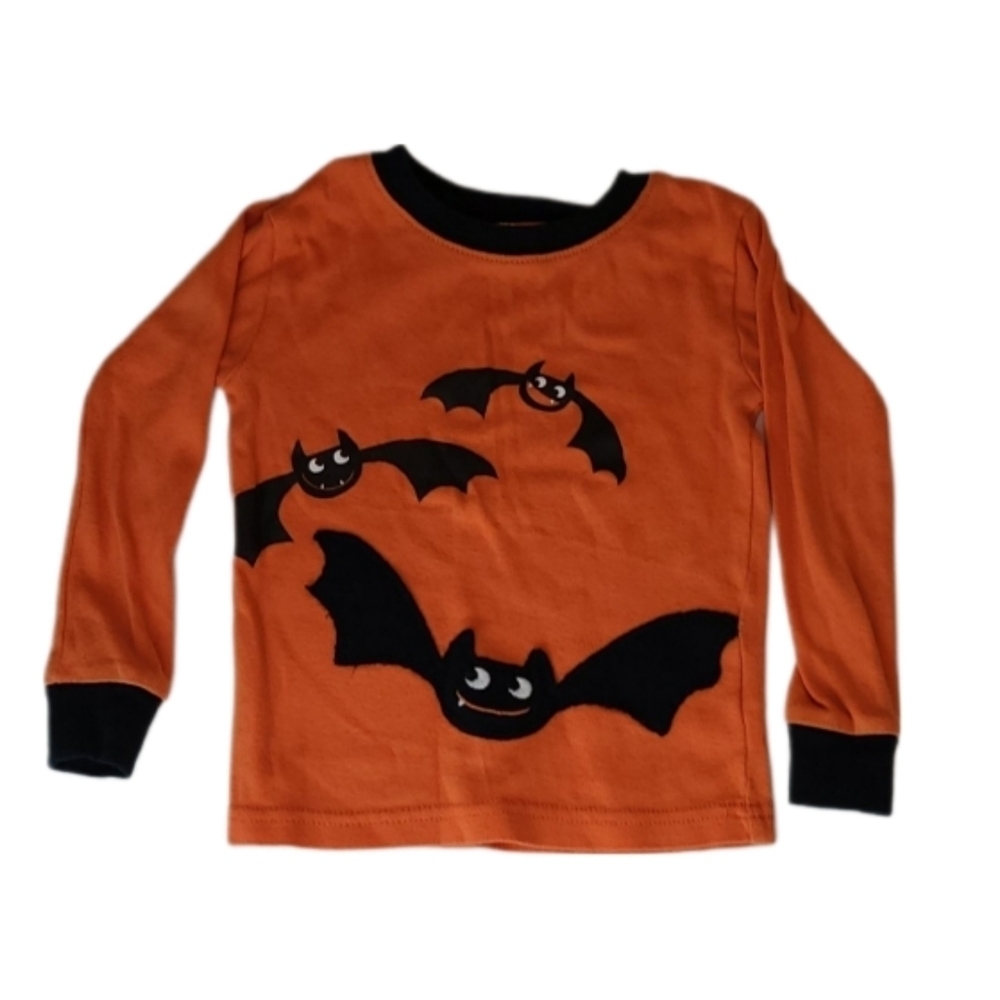 Baby 24 Months Halloween Bat Long Sleeve Tee T-shirt Orange Black 24M Toddler